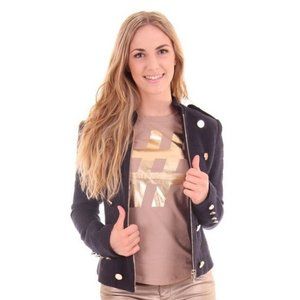 G-Sel Milano Henriet Navy Blue Peacoat Jacket Gold Buttons Nautical 44 8 M